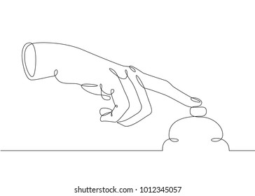 Continuous one line drawing hand palm fingers gestures. Gesture call reception