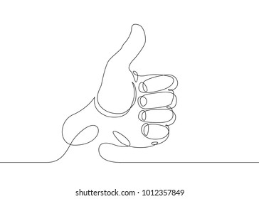 Continuous one line drawing hand palm fingers gestures. Hand showing great sign