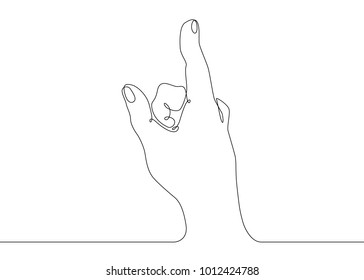 Continuous one line drawing hand palm fingers gestures. Hand pointing direction finger
