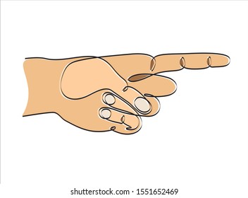 Continuous one line drawing Hand pointing, vector illustration design. Hands collection.
