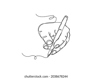 Continuous one line drawing of hand holding pan icon education concept  in silhouette on a white background. Linear stylized.