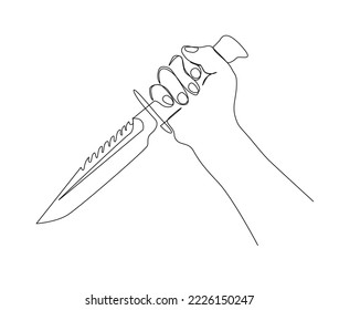 Continuous one line drawing hand holding knife  Hand holding cutlery simple line art vector design 