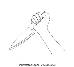 Continuous one line drawing hand holding knife  Hand holding cutlery simple line art vector design 