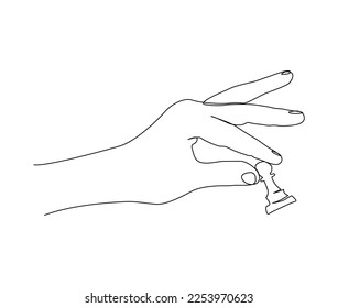 Continuous one line drawing of hand holding chess pawn. simple chess pawn on hand  line art vector illustration.