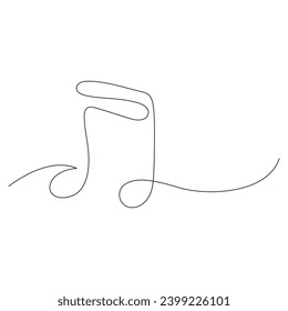Dibujo continuo de una línea de la nota musical dibujada a mano. Ilustración vectorial lineal. Trazo editable
