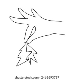 Continuous one line drawing of hand picking gesture. Doodle vector illustration