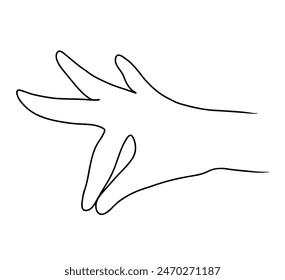 Continuous one line drawing of hand picking gesture. Doodle vector illustration