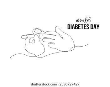 Dibujo continuo de una línea con un glucómetro de mano para verificar el nivel de azúcar en la sangre. Concepto del día mundial de la diabetes. Ilustración de diseño de dibujo de línea única