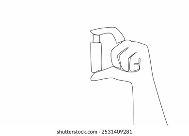 Continuous one line drawing hand is holding a flash drive. Small things with many benefits. Modern technology. Storage media. National Flash Drive Day. Single line draw design vector illustration