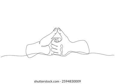 Continuous one line drawing of hand gestures, representing friendship, agreement, or a finger battle game. Minimalist art for concepts of trust, partnership, and playfulness, Vector Editable stroke