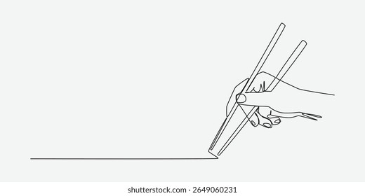 Desenho contínuo de uma linha de pauzinhos de mão. Linha editável. Ilustração vetorial.