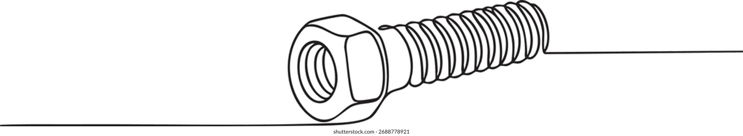 Continuous one line drawing of hand holding nut symbolizing repair, maintenance, professional support, and mechanical work concept in minimalist style