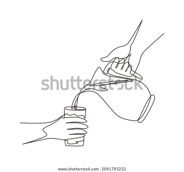 Continuous One Line Drawing Hand Pouring Stock Vector (Royalty Free ...