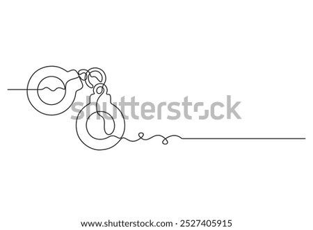 Continuous one line drawing of handcuffs. Symbol of police justice and jail prison concept in simple linear style vector illustration
