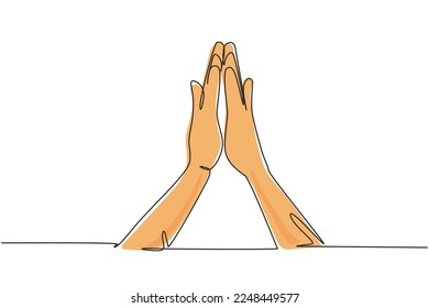 Continuous one line drawing hands icons and symbols. Emoji hand icons in internet platform chat. Communication with hand gestures. Nonverbal signs. Single line draw design vector graphic illustration