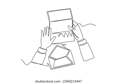 Continuous one line drawing of hands holding pens and pencils, writing letter on paper, taking notes in notebook, filling diary and signing business documents concept. Doodle vector illustration.