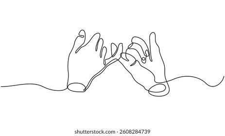 continuous one line drawing of hands making a friendship promise