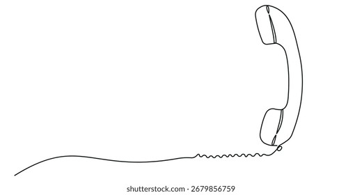 Dibujo continuo de una línea de la celda del auricular. Icono de teléfono de un solo sorteo, concepto de contacto de arte de línea, dibujo monolítico continuo telefónico.