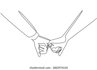 Continuous one line drawing happy couple holding their hands with love. Man and woman are engaged to go to marriage. Fidelity love pair of humans. Single line draw design vector graphic illustration