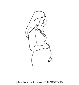 continuous one line drawing of happy pregnant woman editable hand drawn line art vector design