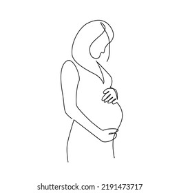 continuous one line drawing of happy pregnant woman editable hand drawn line art vector design