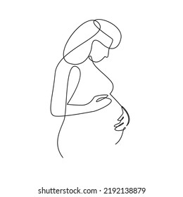 continuous one line drawing of happy pregnant woman editable hand drawn line art vector design