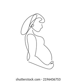 continuous one line drawing of happy pregnant woman editable hand drawn line art vector design