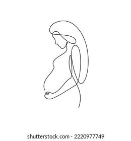 continuous one line drawing of happy pregnant woman editable hand drawn line art vector design