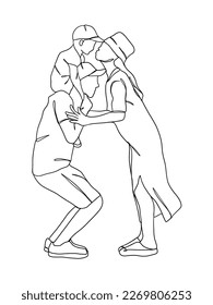 Continuous one line drawing of happy family. Vector illustration.