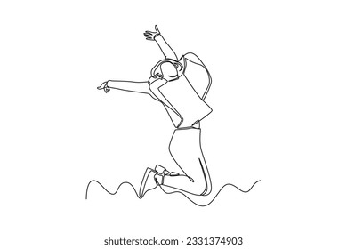 Continuous one line drawing of Happy free people flying, floating and jumping in air. Freedom concept. Doodle vector illustration in simple linear style.  - Shutterstock ID 2331374903