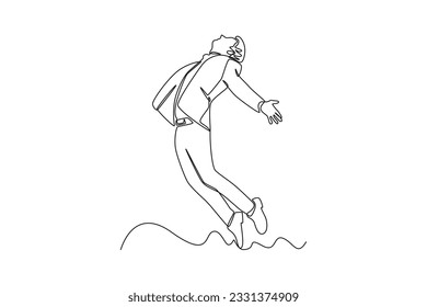 Continuous one line drawing of Happy free people flying, floating and jumping in air. Freedom concept. Doodle vector illustration in simple linear style.  - Shutterstock ID 2331374909