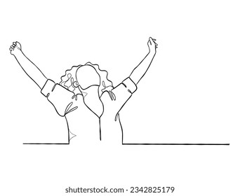 Continuous one line drawing of happy woman illustration. Vector illustration.