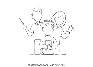 Continuous one line drawing Happy Teacher's day Vector art for congratulation cards, banners and flyers. International teacher's day concept. Doodle vector illustration.