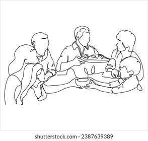 Continuous one line drawing of happy family. Vector illustration.