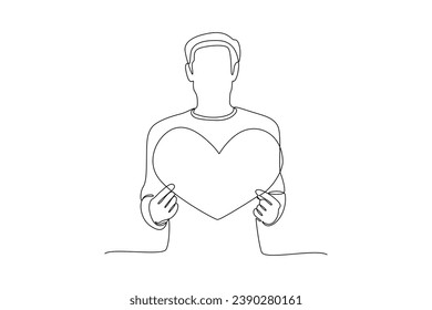 Continuous one line drawing Happy People give love and optimistic. Love concept. Doodle vector illustration.