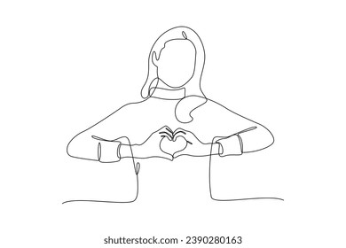 Continuous one line drawing Happy People give love and optimistic. Love concept. Doodle vector illustration.