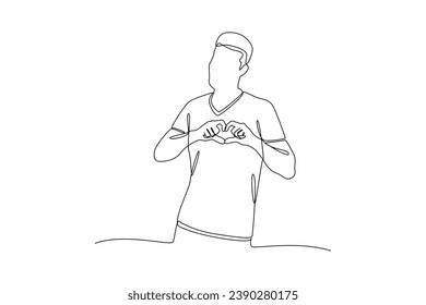 Continuous one line drawing Happy People give love and optimistic. Love concept. Doodle vector illustration.