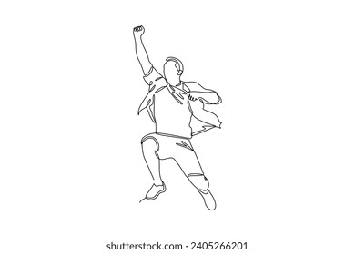 Dibujo continuo de una línea. Concepto de salto feliz. Ilustración del vector Doodle.
