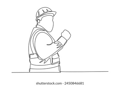Continuous one line drawing Happy work concept. Doodle vector illustration.