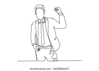 Continuous one line drawing Happy work concept. Doodle vector illustration.