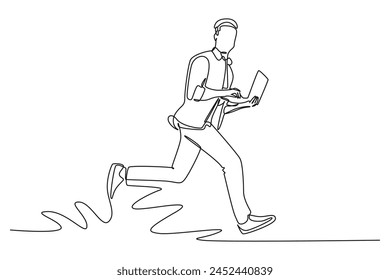 Continuous one line drawing Happy work concept. Doodle vector illustration.