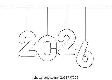Dibujo continuo de una línea de Feliz año nuevo 2026. Ilustración de dibujo de una sola línea del Nuevo año 2026. Elemento de fondo y Anuncio de año nuevo 2026 concepto de Arte vectorial. Línea de Ilustración vectorial.