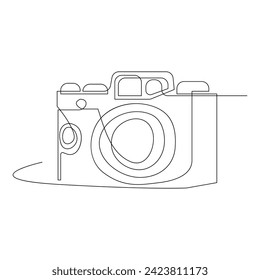 Continuous one line drawing hd photo camera outline vector illustration.