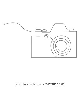 Continuous one line drawing hd photo camera outline vector illustration.
