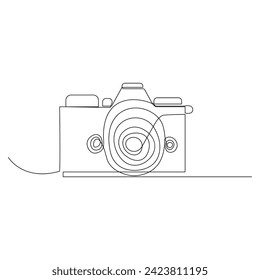 Continuous one line drawing hd photo camera outline vector illustration.