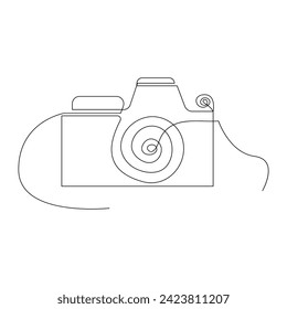 Continuous one line drawing hd photo camera outline vector illustration.