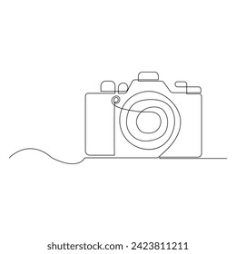 Continuous one line drawing hd photo camera outline vector illustration.