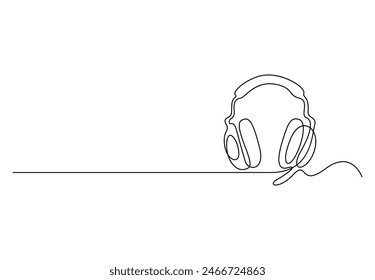 Continuous one line drawing of headphone speaker. Isolated on white background vector illustration