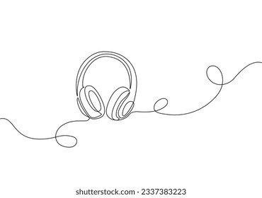 Continuous one line drawing of headphones. Vector illlustration