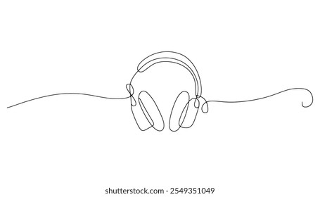 Desenho contínuo de uma linha de fones de ouvido 